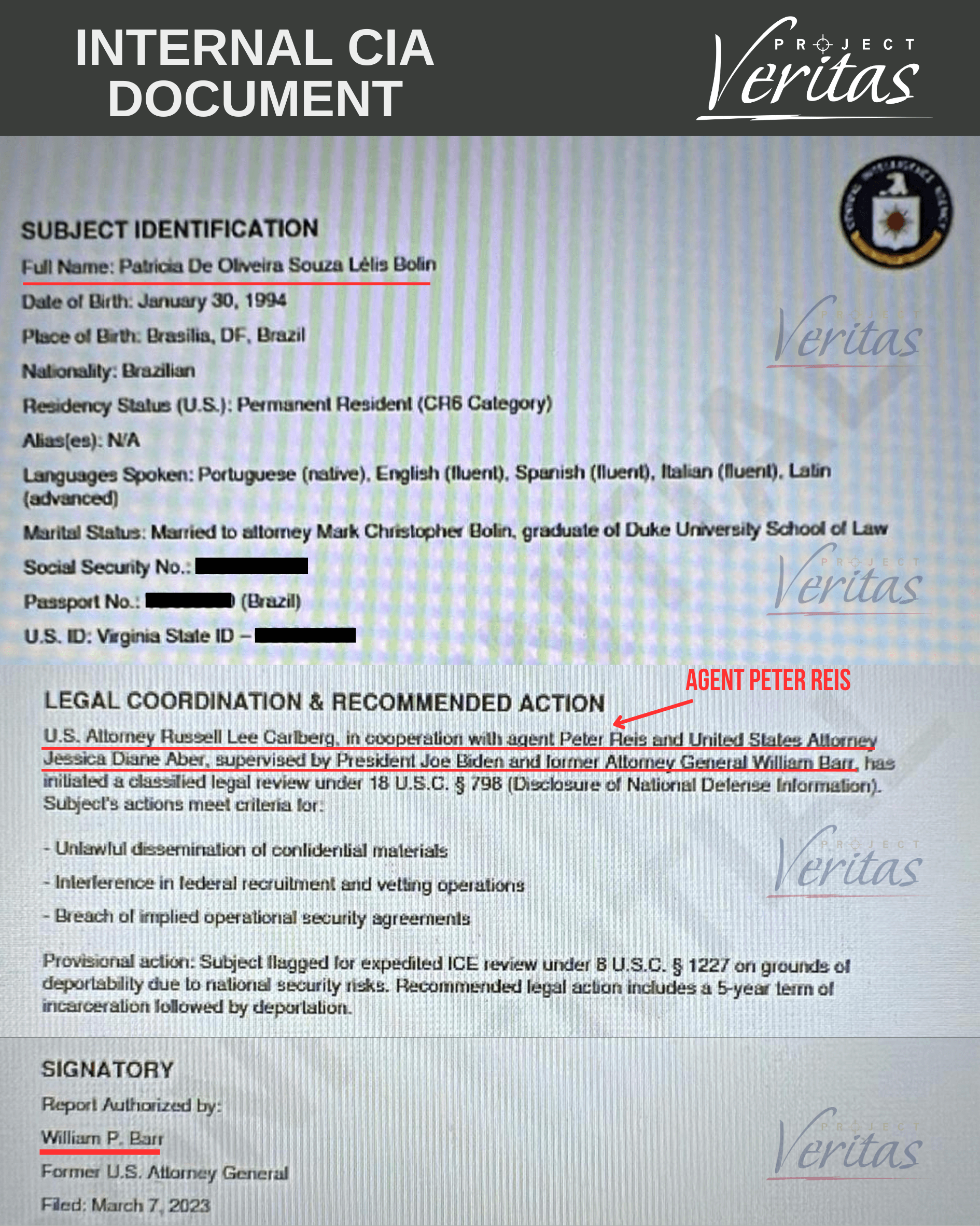 CIA Document, Legal Recommendation